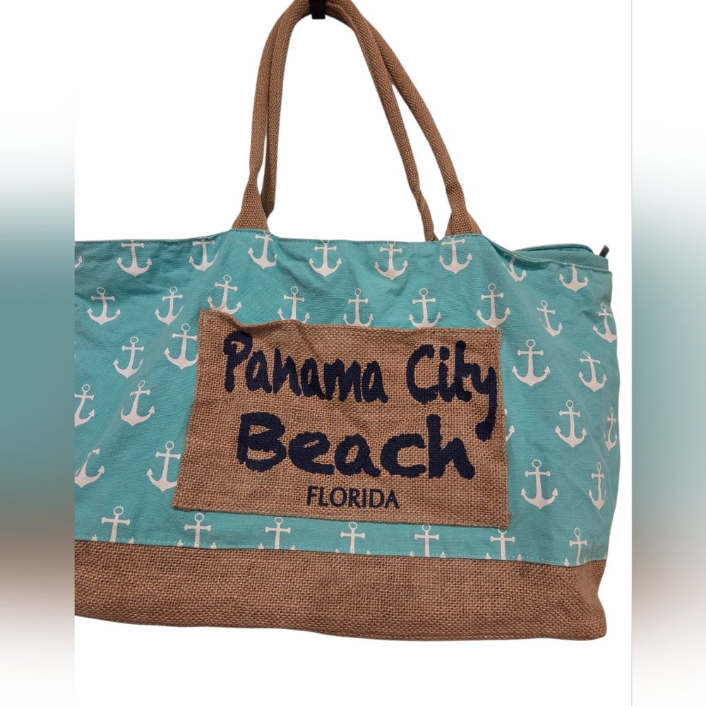 Panama CITY  Florida Tote Bag-  Stylish- Blue White Canvas